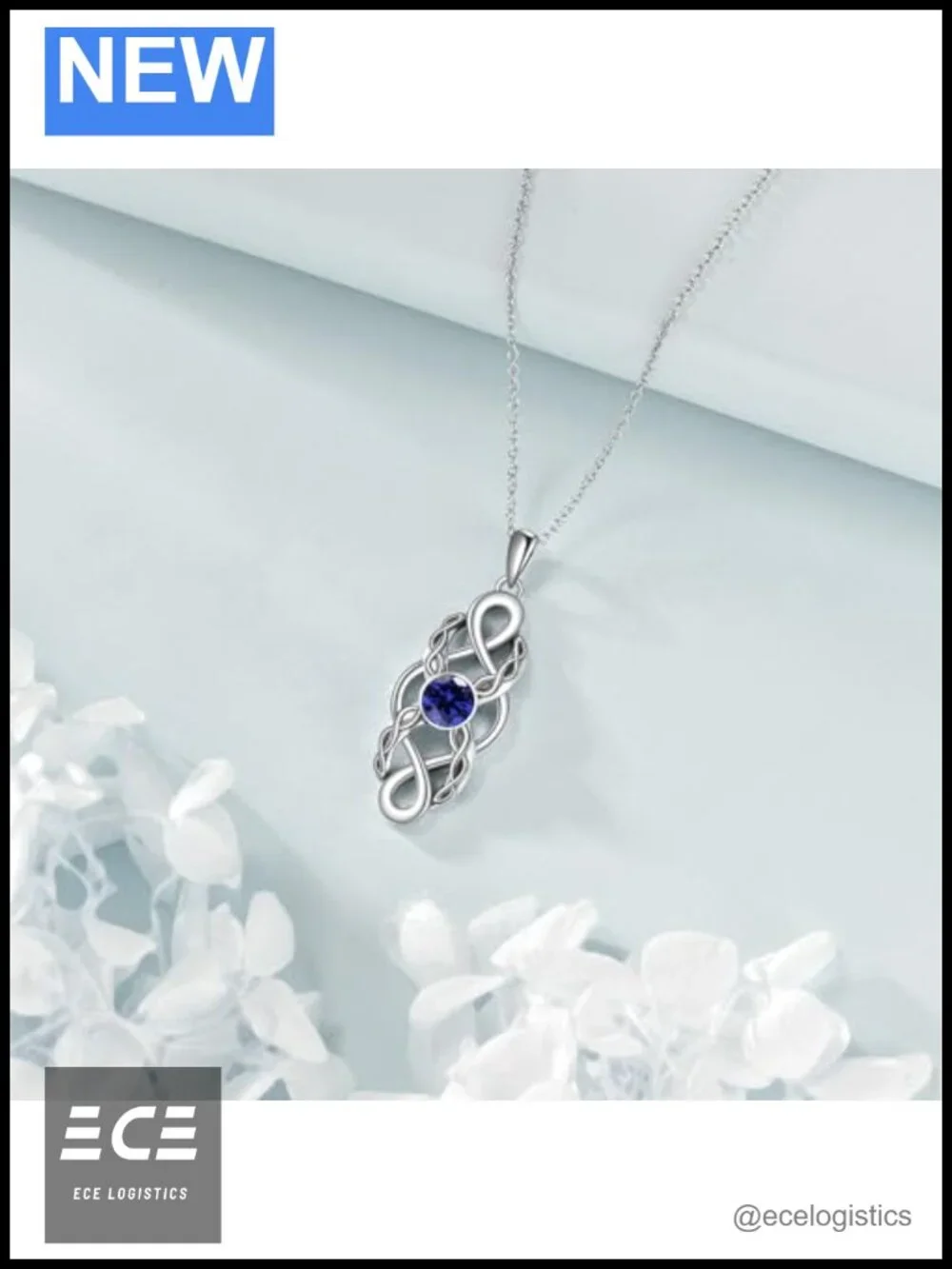 Celtic Knot Birthstone Necklace Sterling Silver Pendant Adjustable